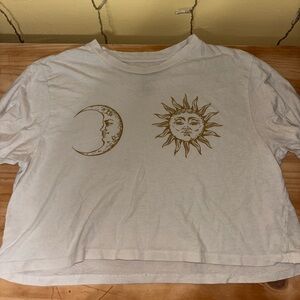 crop top with gold sun and moon